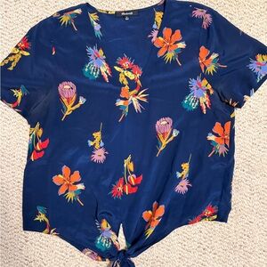 Madewell Blue Floral Print Blouse